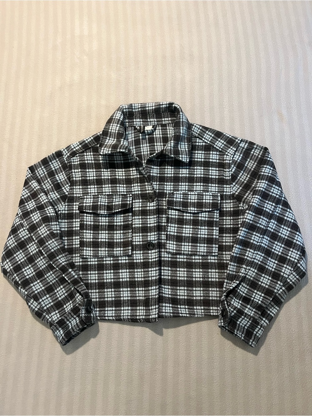 Divided Black & White Plaid Cropped Jacket